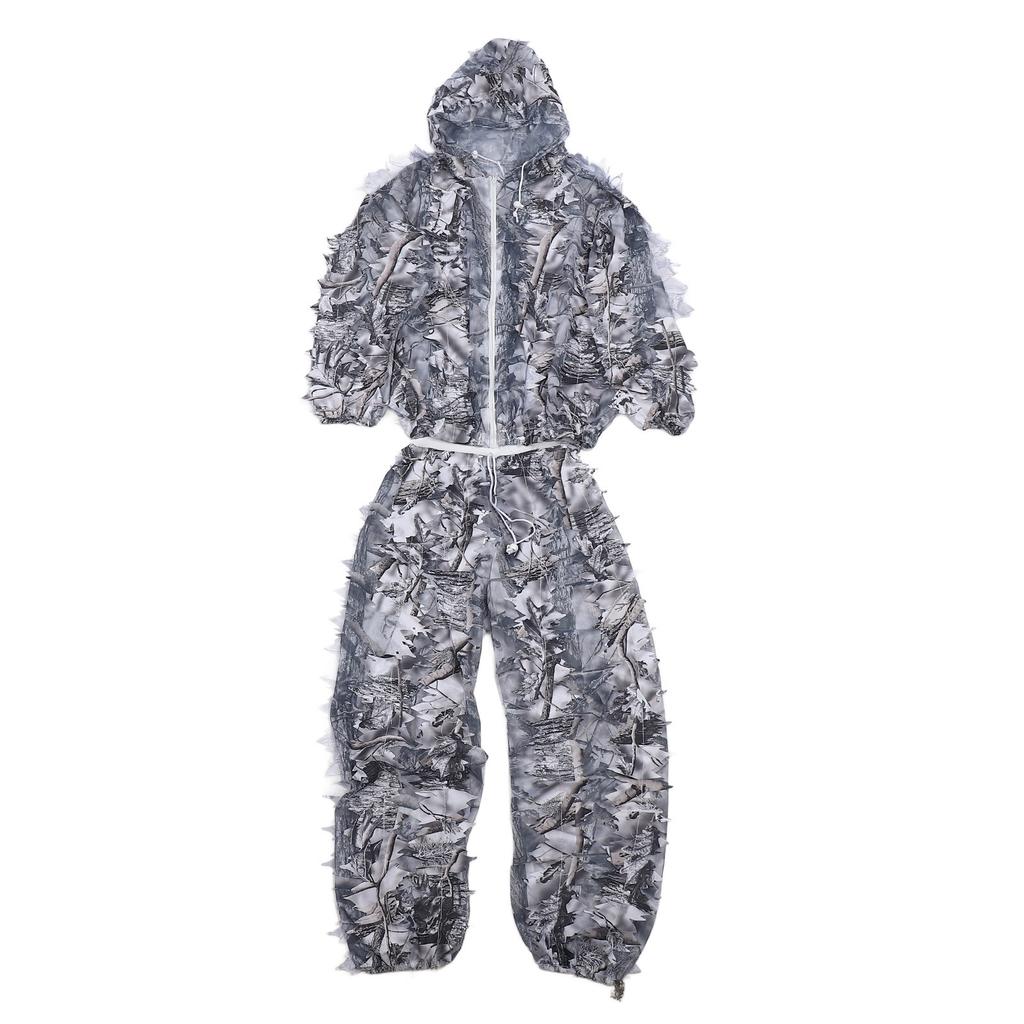 Snow Wild Camouflage Ghillie Suit 3D Leaf Jackets and Pants Set Clothes for Hunting