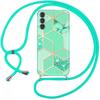 Case - BOOLING - for Samsung Galaxy A35 5G - Shockproof - Silicone - Marble Pattern - Green Lanyard
