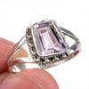 Natural Pink Amethyst Gemstone Handmade 925 Solid Silver Jewelry Ring S.7 G3C05