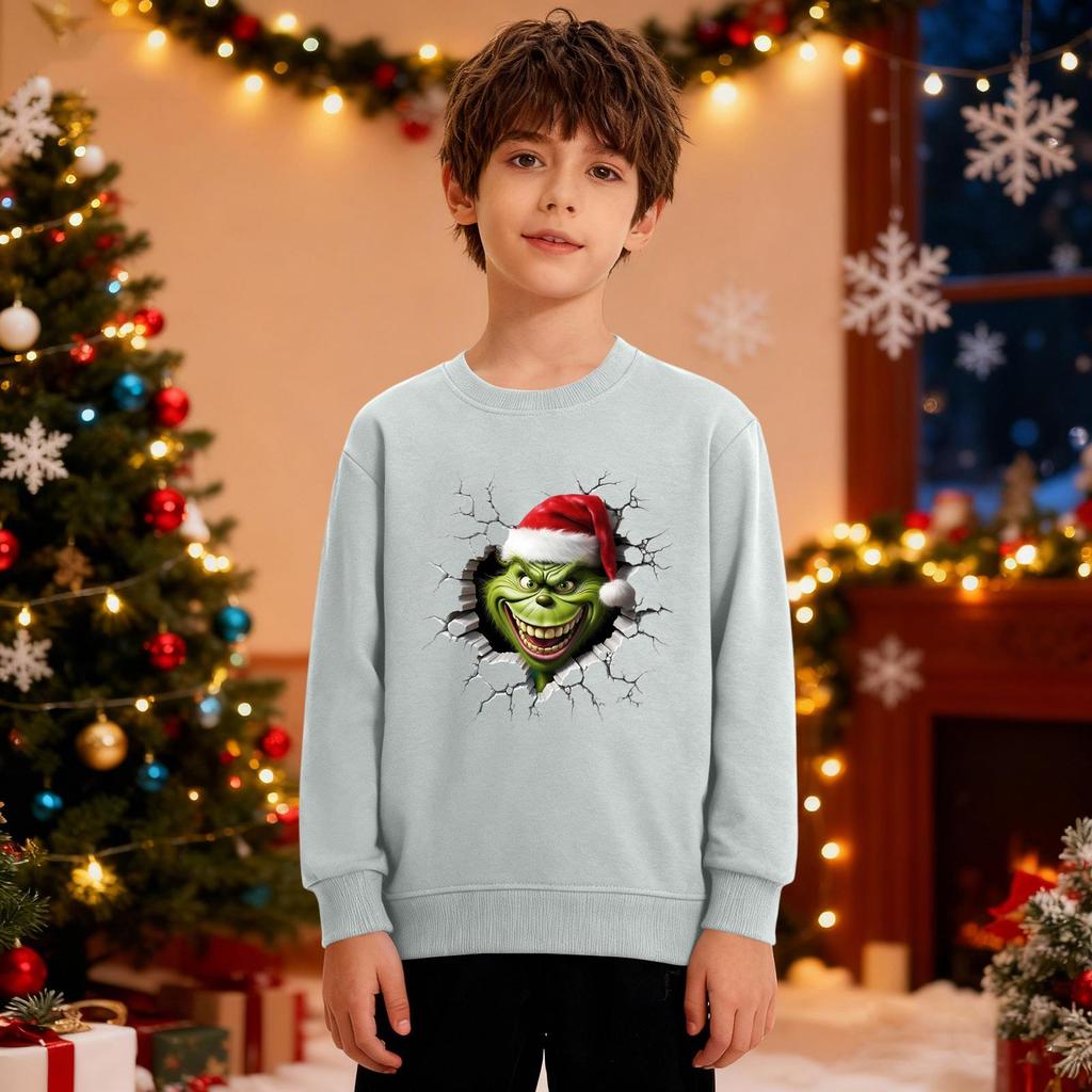 Рождественский свитшот для мальчиков и девочек, уродливая рождественская футболка, свитшот с круглым вырезом, для малышей, с длинным рукавом, пуловер, наряд, топы