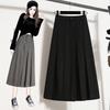 DIMANAF 2025 Plus Size Autumn High Waist Skirts Women Loose Skirt A-Line Fashion Maxi Pleated Skirts