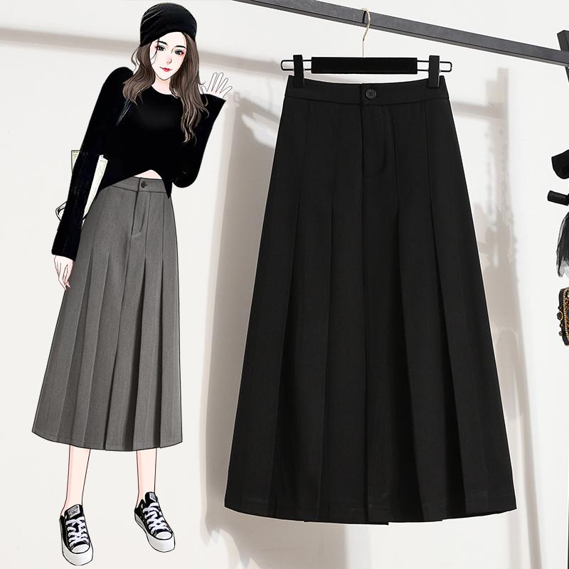DIMANAF 2025 Plus Size Autumn High Waist Skirts Women Loose Skirt A-Line Fashion Maxi Pleated Skirts