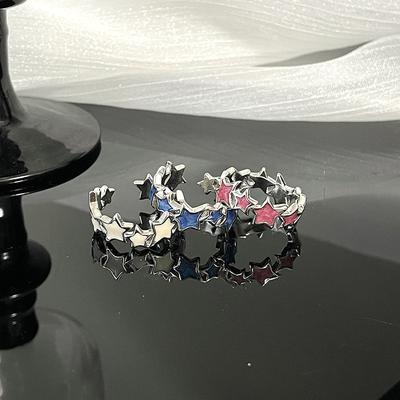 Кольцо Y2K Star Open Drip Oil French Premium Ring с нишевым дизайном, регулируемое, персонализированное, дофаминовое украшение.