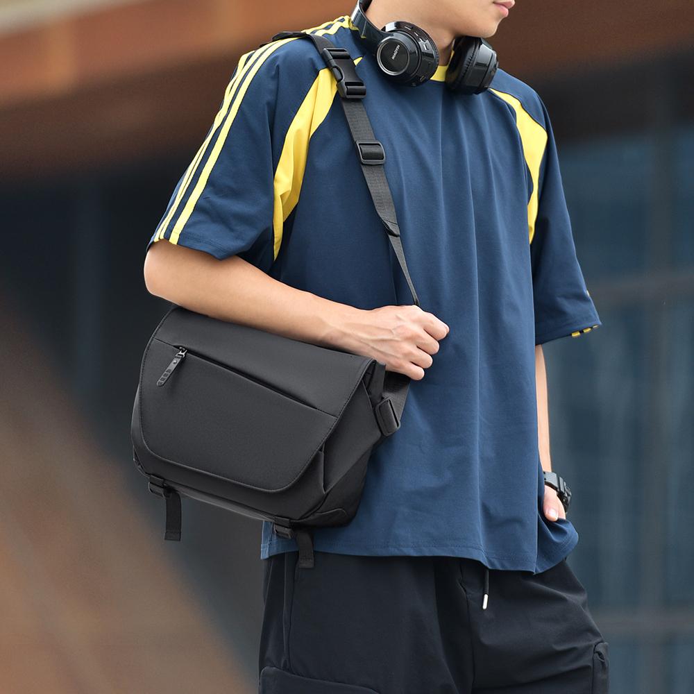 Однотонная мужская плечевая сумка большой вместимости, спортивная сумка через плечо для улицы