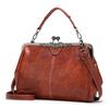 Shoulder Bags Women Retro Frame Purses Girls Crossbody Messenger Bag Small Handbags for Phone Party Faux Oil Leather Clip Bag