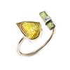 Raw Yellow Green Tourmaline Gemstone 925 Sterling Silver Pencil Ring Size  6 US