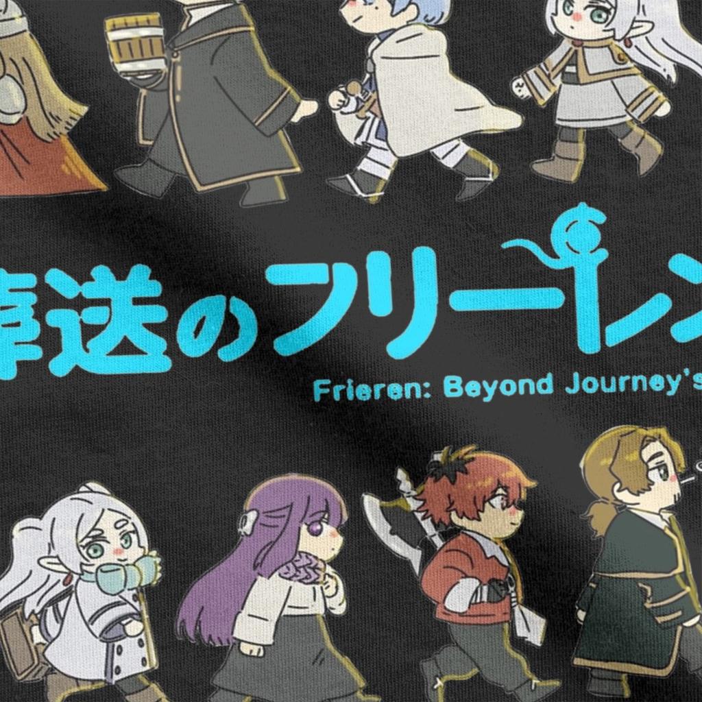 Мужские футболки Frieren Full Character, модные хлопковые футболки для мужчин, футболки с круглым вырезом и аниме, топы с коротким рукавом, оригинальные