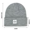 Women's Fashion Smiley Face Logo Hat Solid Color Knitted Hat Casual Outdoor Warm Beanie Men's Winter Hat