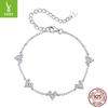 Simple Love S925 Sterling Silver Bracelet Women'S Fashion High-End Heart-Shaped Zircon Bracelet Bracelet Jewelry