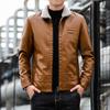 Осень и зима новая мужская кожаная куртка куртка куртка с плюшем и модная облегающая молодежная повседневная мотоциклетная куртка кожаная куртка