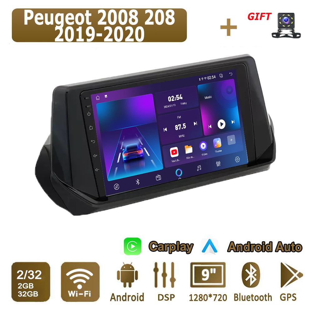 Android Carplay автомобильное радио для Peugeot 2008 208 2019-2020 мультимедийный проигрыватель головное устройство стерео GPS навигация BT WIFI 4+64 ГБ