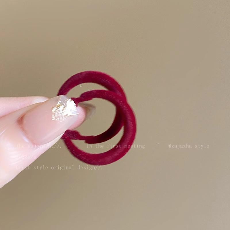 Ankola Large Red Circle Flocking Earrings: Bold Autumn/Winter Style for Women, Versatile & High-End Statement Accessory.