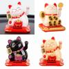Solar Powered Fortune Cat Figurine Waving Wealth Waving Hand Cat Ornaments  for Home, Office
