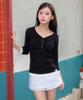 ROSEFRANTZ Shirring Button Layered Long Sleeve [Black]
