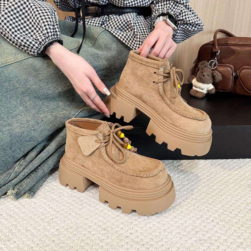British Style Women's Fashionable Versatile Heightening Arch Support Comfortable Soft Elastic Shock-absorbing Non-slip Casual Martin Boots