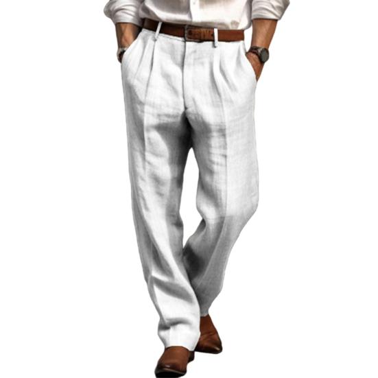 Мужские свободные длинные брюки с карманами, дизайн из дышащей ткани, однотонный эластичный пояс, мужские повседневные брюки