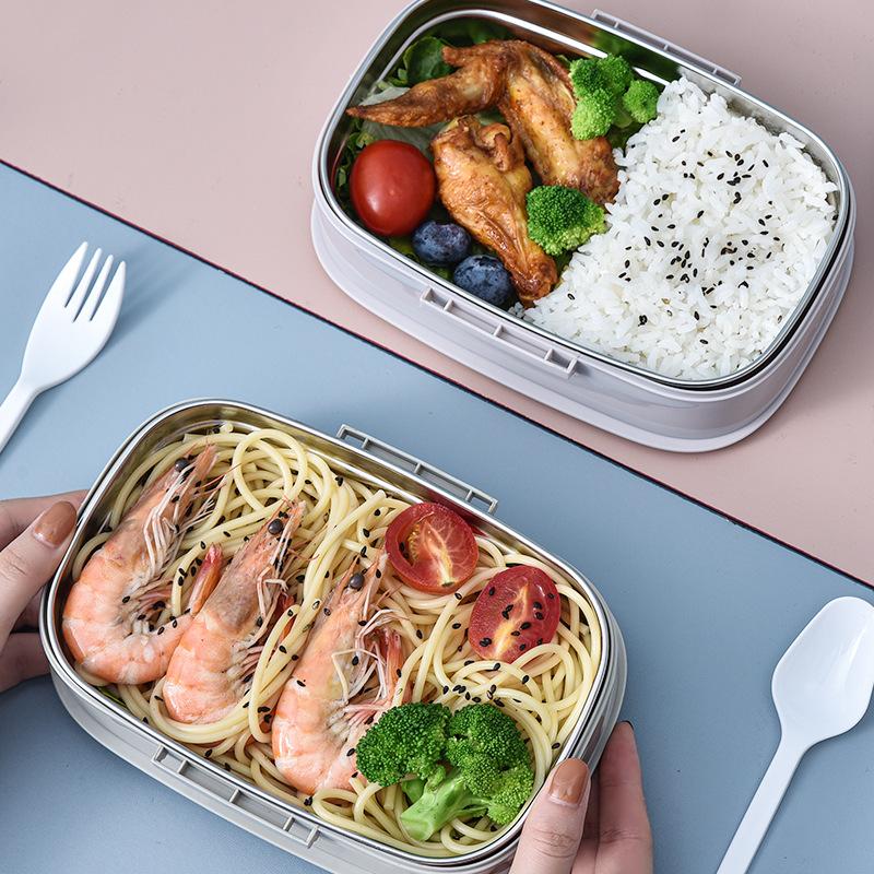 Ланч-бокс из нержавеющей стали с посудой Детский ланч-бокс Портативный ланч-бокс Bento Box Контейнеры для еды, пригодные для микроволновки