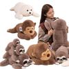 New High-Quality Cartoon Seals Monkey Sloth Plush Stuffed Animals Plushies Cute Hug Throw Pillow Birthday Xmas Boy Girl Gifts