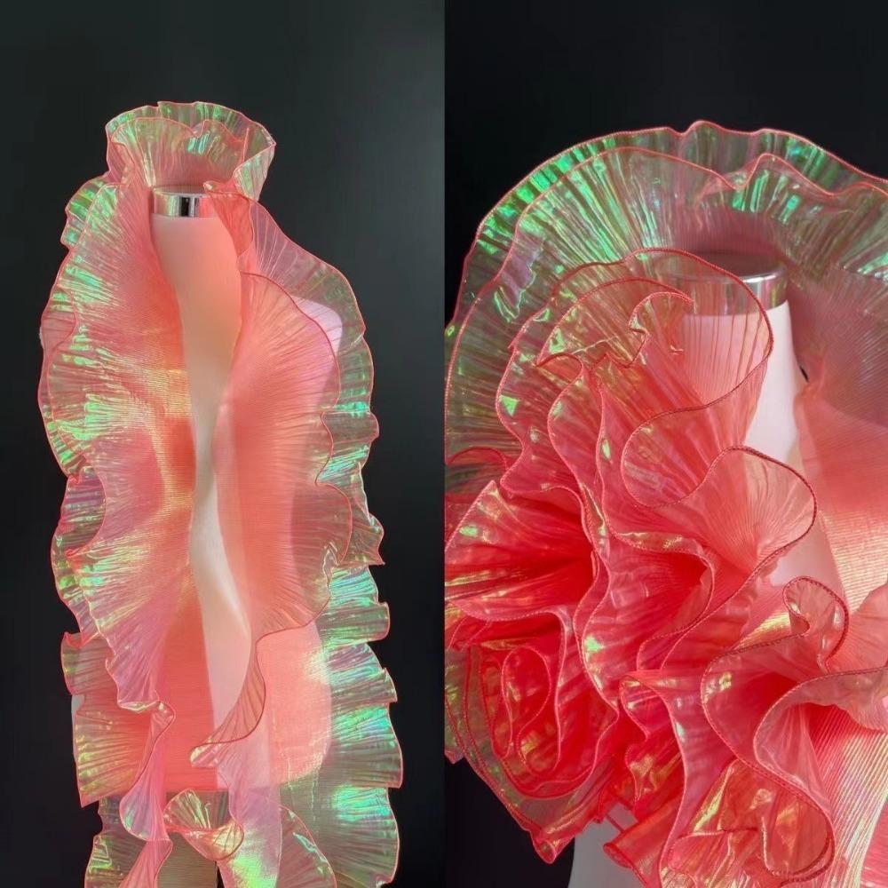 Fashion 1Yard Gradient Lace Fabric 15CM Wide DIY Pleated Lace Ribbon Transparent Organza Fabric Patchwork Decor Dress Accessory