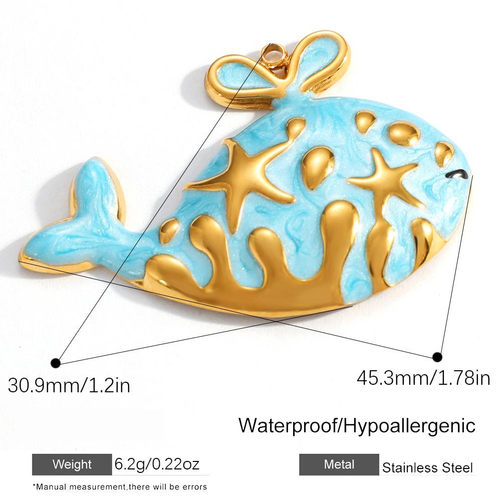 Summer Ocean Style Colorful Shell Starfish Charm Pendant 18K Gold Plated Stainless Steel Gift Jewelry
