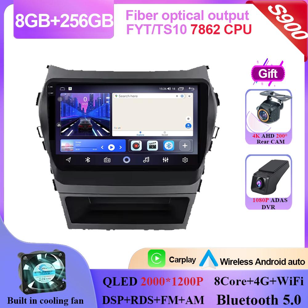 Carplay Android 14 для Hyundai Santa Fe 3 2013 - 2016 Авто Радио Стерео Мультимедийный Плеер Навигация GPS НЕТ 2din DVD 5G Wifi BT