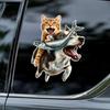 Cartoon Animal Theme Funny Big Faced Cat Riding Dog Waterproof Vinyl Decals Auto Body Window Bumper Decor Motorcycle Helmet Stickers TM274
