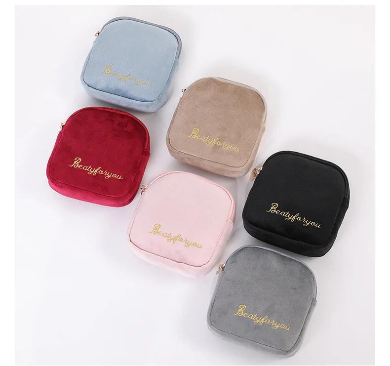 Flannel Makeup Bag Coin Purse Diaper Sanitary Napkin Storage Bag Jewelry Organizer Credit Card Pouch Case Tampon Pad Packaging