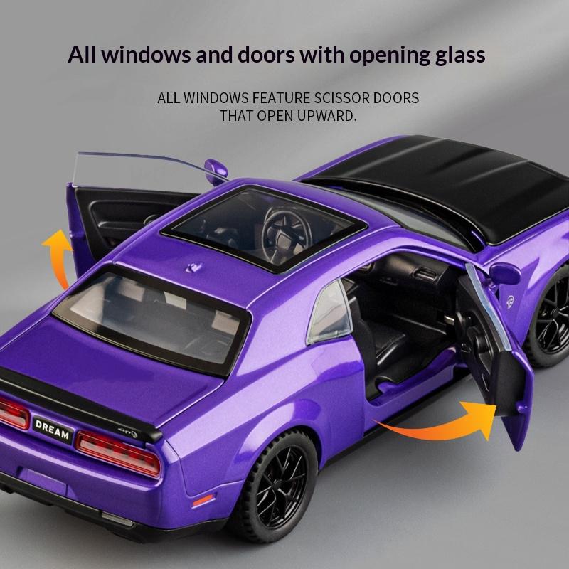 1/32 Модель автомобиля Dodge Challenger SRT Литая модель из сплава Симуляция Hellcat Мускул Спортивный автомобиль Модель Машинка для мальчика Праздничный подарок на день рождения