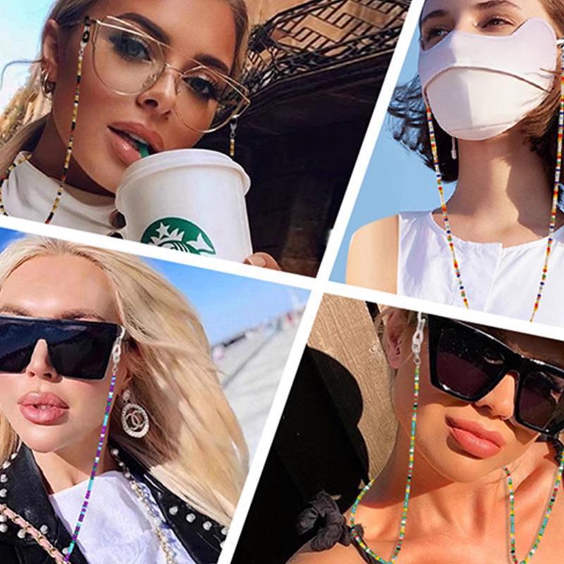 Женский нескользящий ремешок для очков из черепахового панциря - цепочка с бусинами для очков или маски