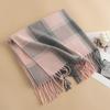 New Korean Contrasting Plaid Imitation Cashmere Tassel Scarf for Women College Style Fashionable and Versatile Warm Scarf
