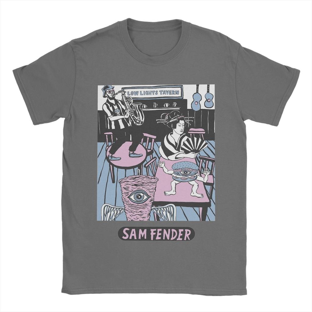 Потрясающая мужская футболка Sam Fenders с круглым вырезом, хлопковая, с коротким рукавом, с графическим принтом