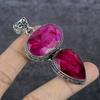 Ruby(Simulated) Gemstone 925 Sterling Silver Jewelry Pendant 2.80" J5J74