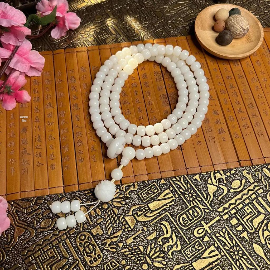 Violet Abacus Beads Bodhi Root 108 Beads Unisex Bracelet/Necklace (8x11mm) - Douyin Live Hot Sale Temple Edition