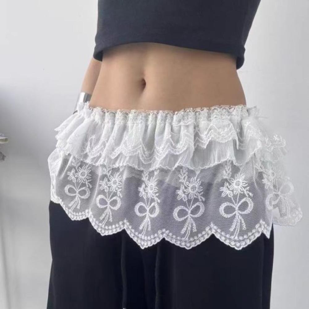 Y2K Джазовый танец Хип-шарф Удлинитель рубашки Кружевная марлевая юбка Пояс Рюши Край Поясная резинка Уличная одежда