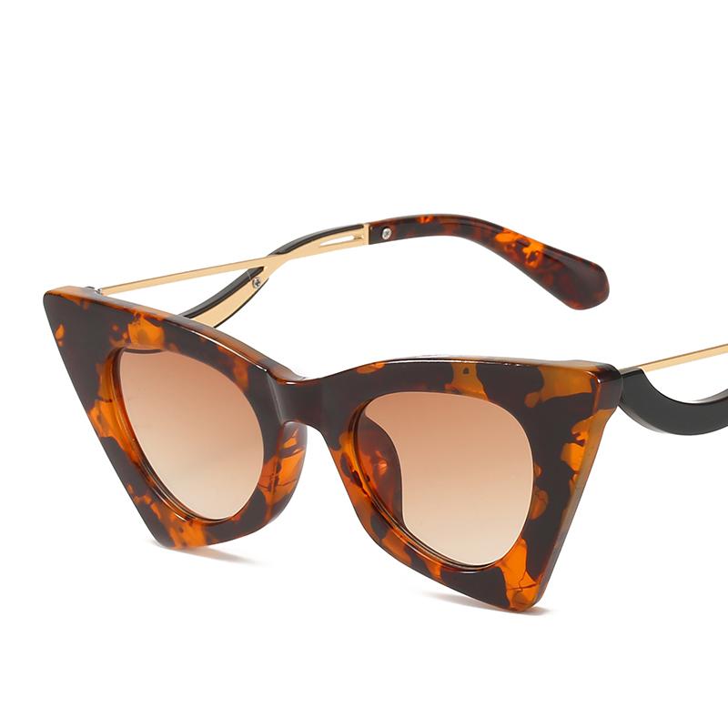 Angular Cat's Eye Sunglasses Trendy Cat Eye Sunglasses Female Personality Curved Mirror Legs Fashion Model Sunglasses