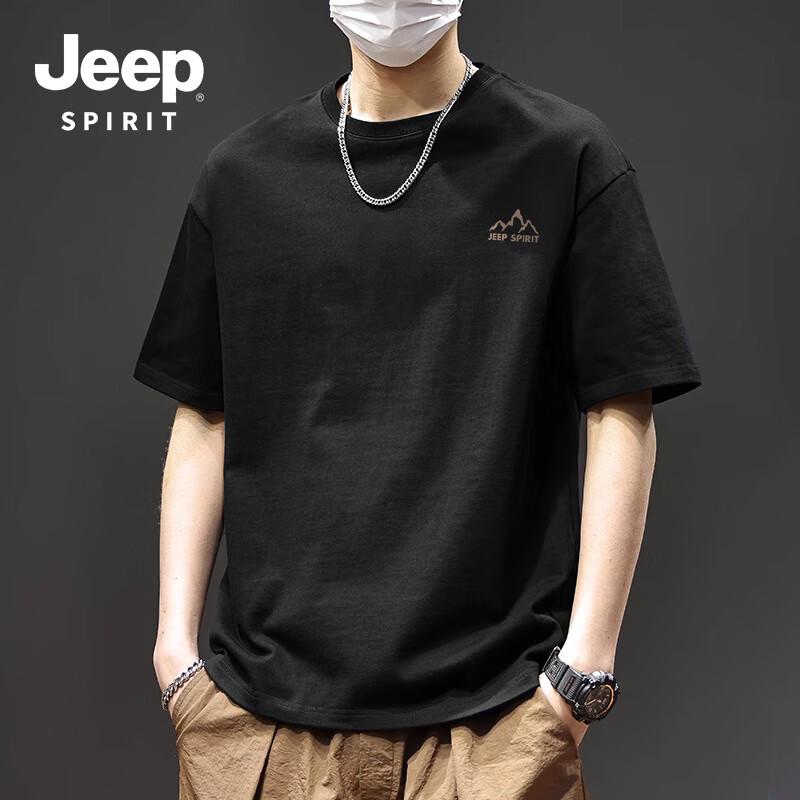 Мужская футболка JEEP SPIRIT из чистого хлопка, тяжелая, свободного кроя, с коротким рукавом
