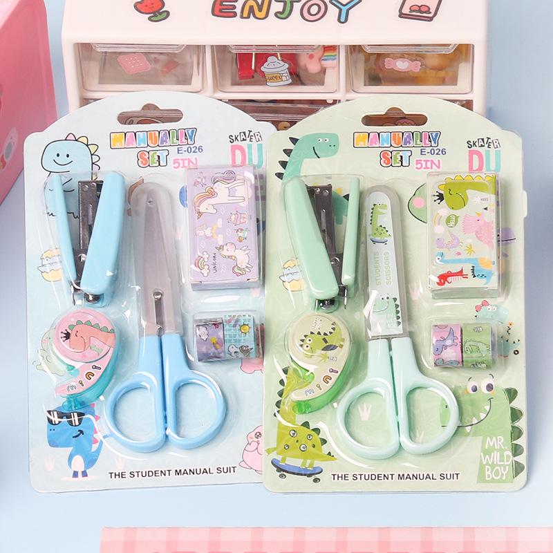 Набор канцелярских товаров Candy Color Cartoon: Степлер, ножницы, держатель для скотча