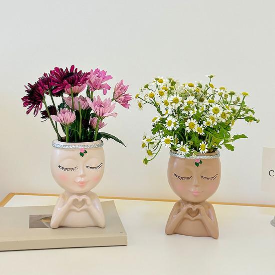 Цветочный горшок в виде лица в стиле Love Girl Head Plant Pot Small Lady Face Planter для суккулентных комнатных и уличных растений, центральный элемент рабочего стола для домашней жизни