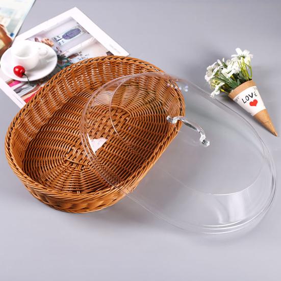 Хлебная корзина из искусственного ротанга с акриловой крышкой для хранения продуктов, многофункциональная тканая