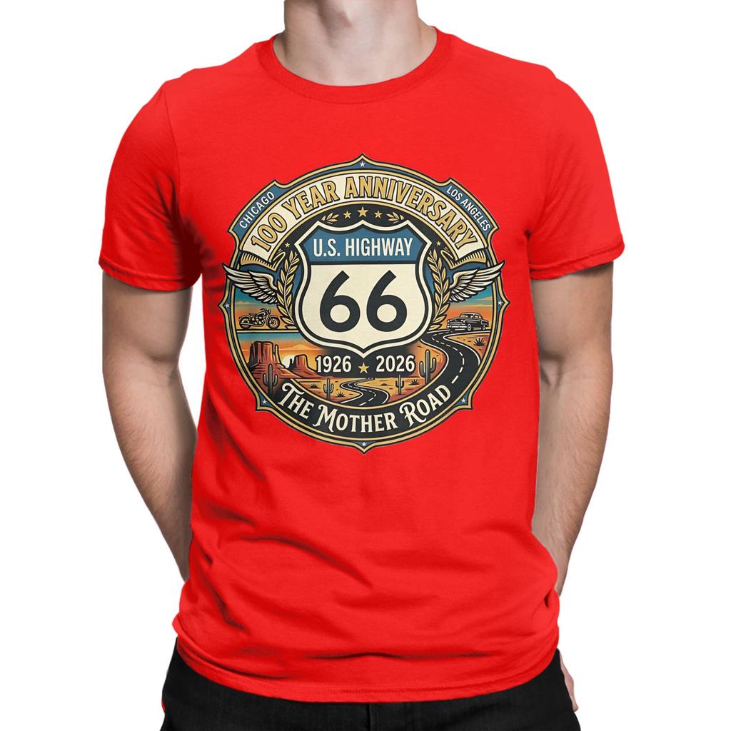 Anniversary 1926 To 2026 The Mother Road Vintage Graphic 100 Cotton Tshirt Route 66 Tees Tops For Unisex