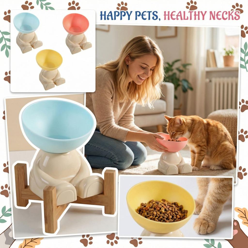 Поднятая миска для питомца с поддержкой шеи, большая емкость, миска для корма для кошек