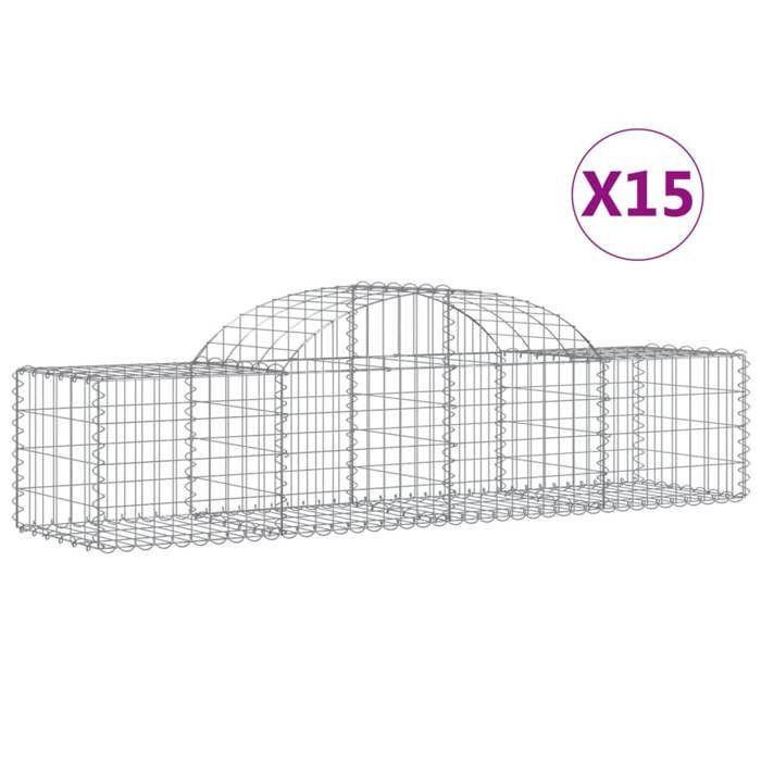 VidaXL Curved Gabion Baskets 15 Pcs 200x50x40/60 Cm Galvanized Iron, Gabion, Gabion Cage, Gabion Wall Basket, Wall 3146270