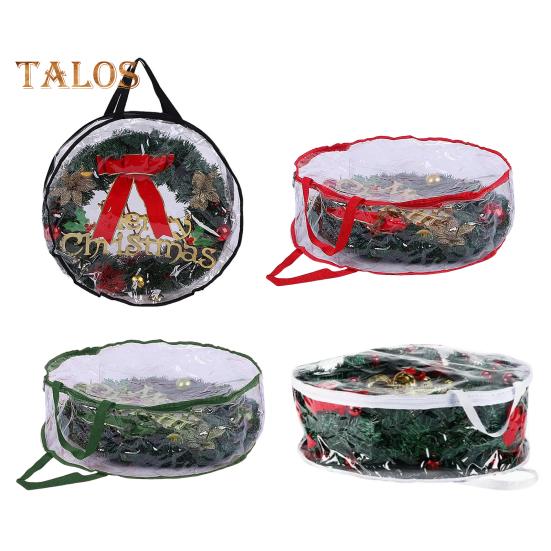 Сумка для хранения рождественских венков с ручкой, застежкой-молнией, большой вместимости, прозрачные гирлянды, мини-деревья, пылезащитный органайзер