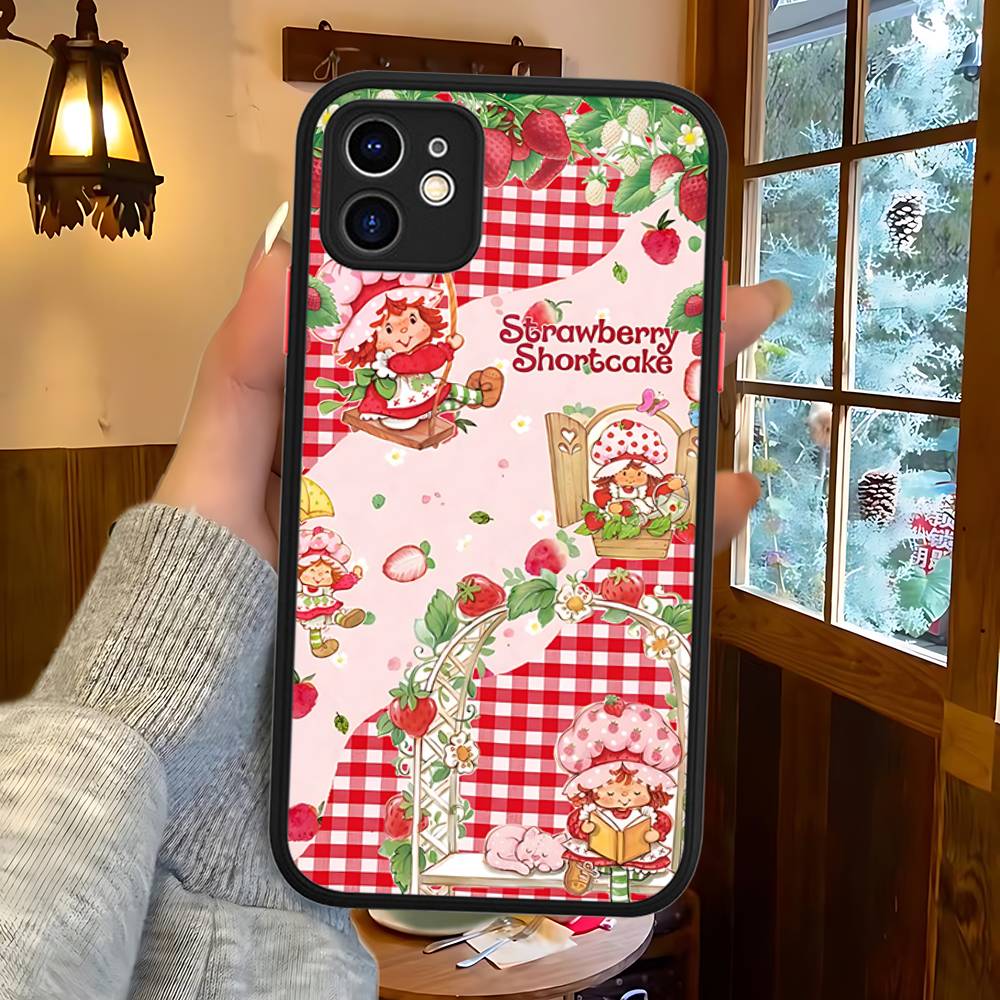 Girl Pink Strawberry S-Shortcake Phone Cases For IPhone 16 15 14 Plus 13 12 11 Pro Max Matte Oft Bumper Phone Cover