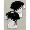 Mens Short Sleeve Round Neck T-Shirt With Bold Lightning Print Quick-Dry Breathable Cotton Blend Slim Fit Daily Wear