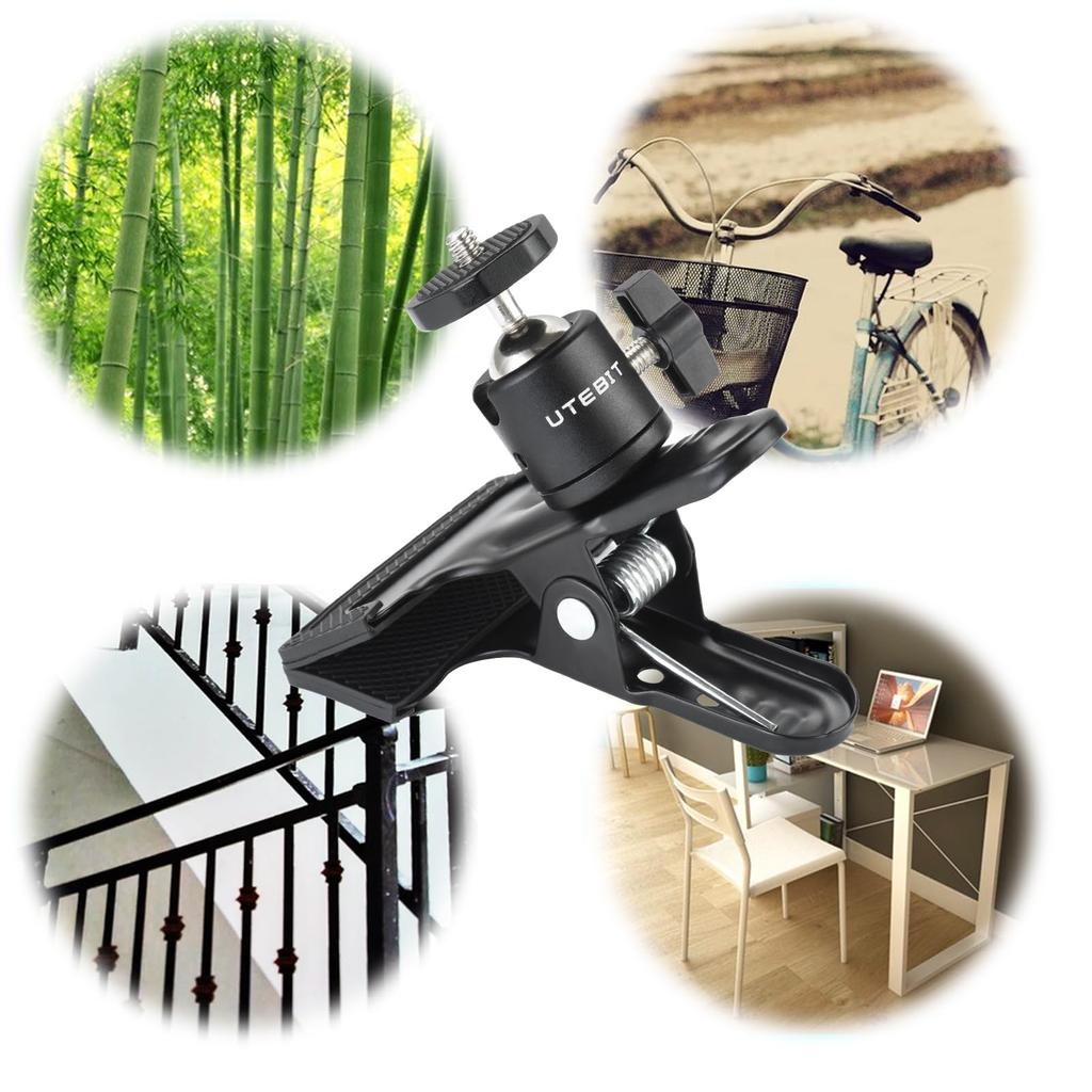 UTEBIT Clip 2 Бесплатная совместимая камера 360 Может быть закреплена на подставке для камеры Максимальная нагрузка Зажим для камеры Диапазон закрепления камеры 55 мм или черная головка, детали, головка,