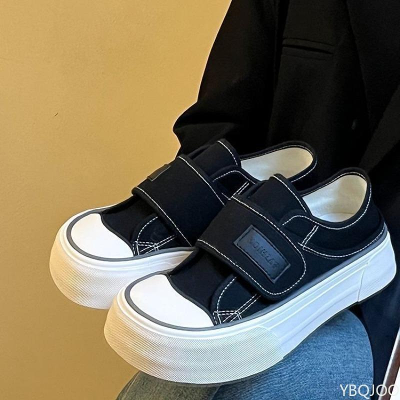 Модные парусиновые туфли женские летние новый стиль нишевые манговый носок толстая подошва простые удобные универсальные круглый носок студенческие белые туфли