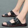 High Quality Casual Leather Sandals Men Comfy All-match Slipper 2025Summer Flat Designer Walking Shoes Beach Breathable Slippers