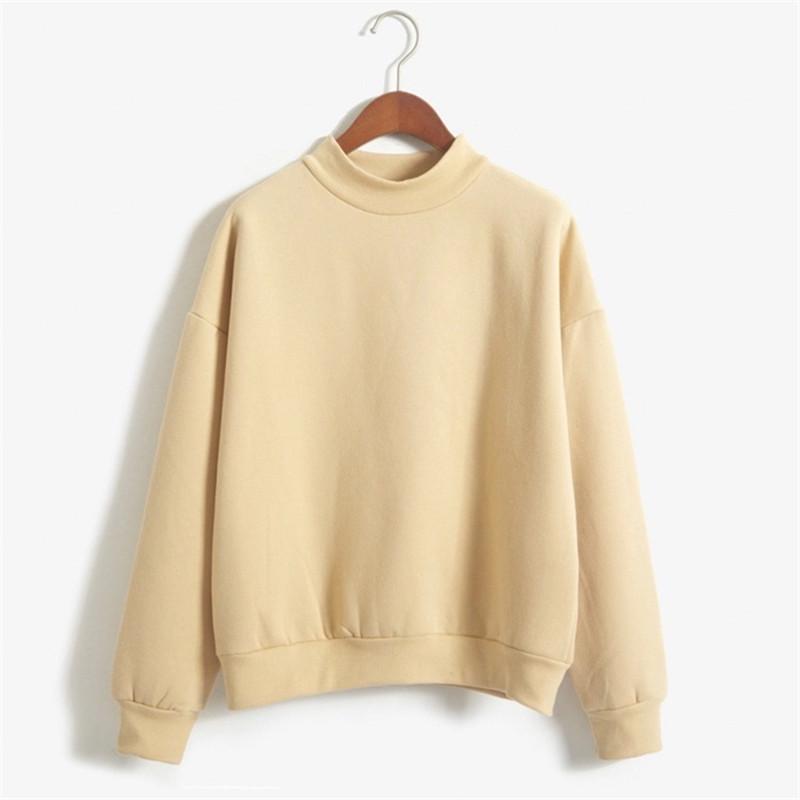 Cross-Border Solid Color Half-High Neck Sweatshirt – Custom Image Option Available