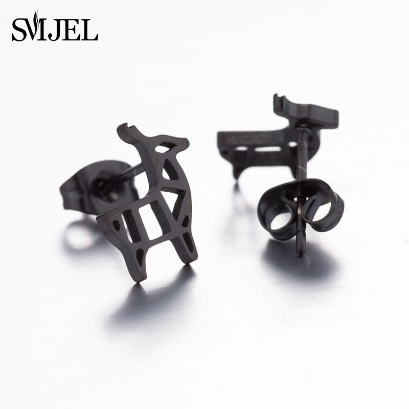 SMJEL Minimalist Silver Color Deer Horn Earrings Women Christmas Jewelry Cute Elk Antler Ear Studs Unique Tree Branch Earings